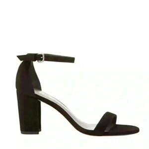 Stuart Weitzman Nearly Nude Suede Ankle Strap Black Pumps Women's 10 Wedding